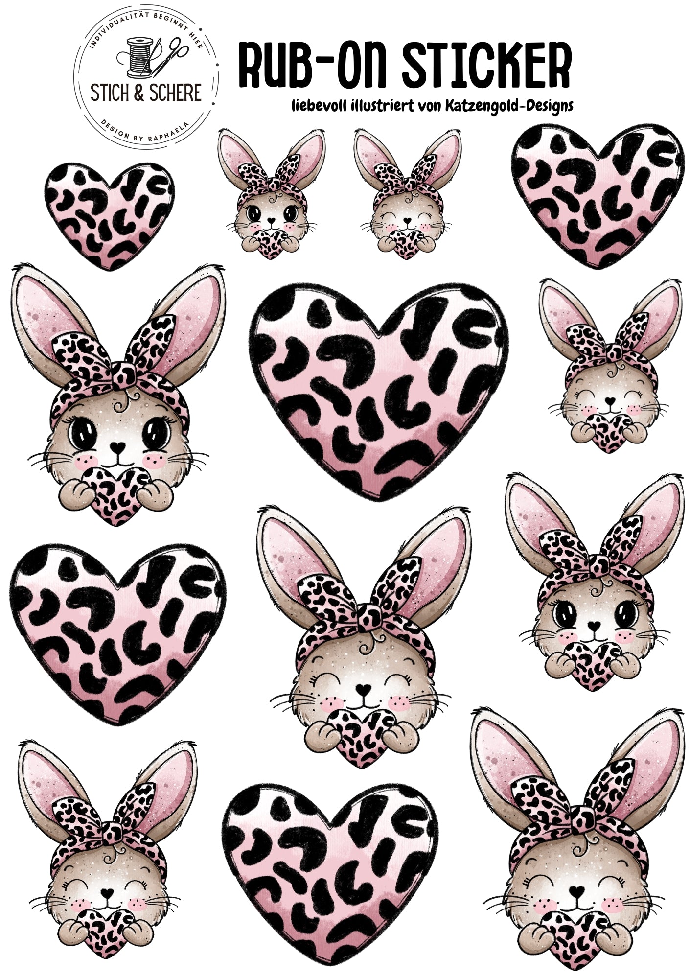 Rub-On Sticker | Häschen – liebevoll illustriert von Katzengold-Designs