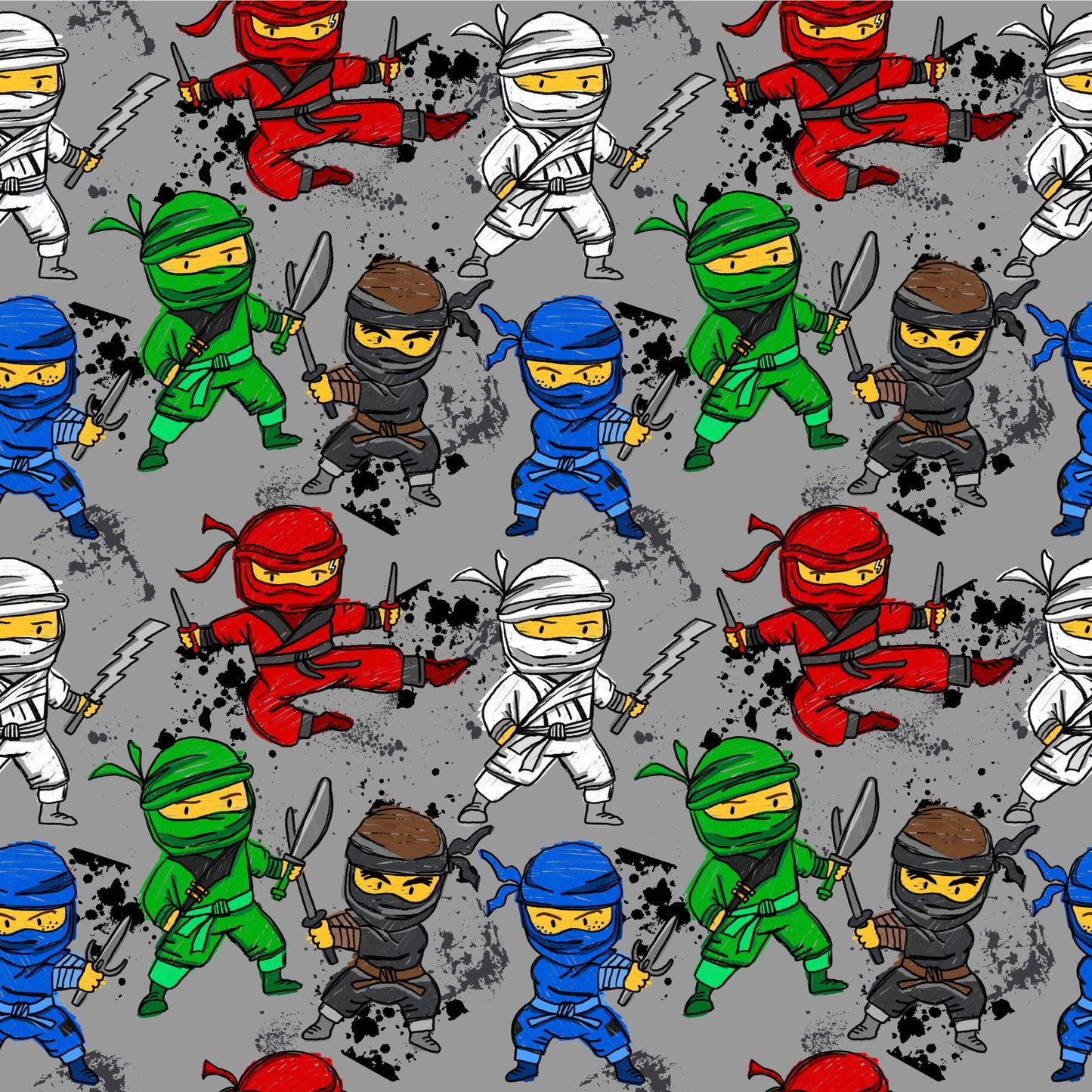 Stoff Meterware "Ninjas" - Jersey