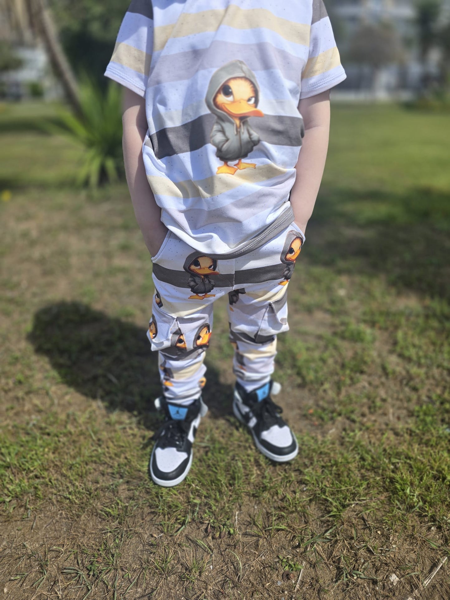 Stoff Meterware "Freche Ente" - cooler Jersey & French Terry