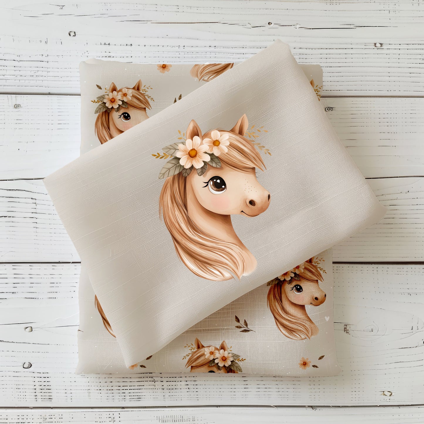 Hochwertiges Pferde Stoffpanel für kreative DIY-Projekte in der Baby- und Kindermode.
