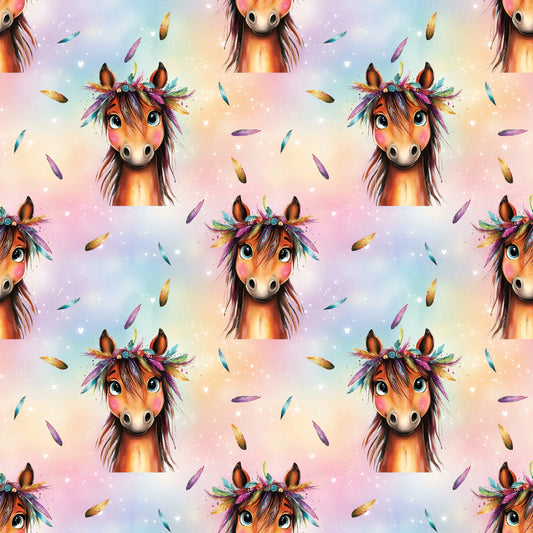 Stoff "Boho Pferd" – Kinderstoff als Meterware in Jersey & French Terry.