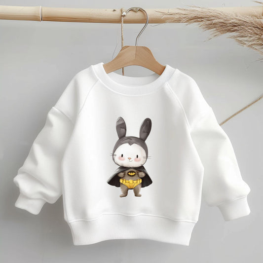 Bügelbild "Bat Bunny" – Superhelden-Hase als Motiv für Kinderkleidung.