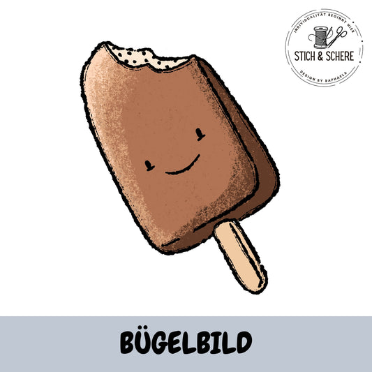 Bügelbild Schokoladeneis am Stiel von Katzengold-Designs in 10 oder 15 cm