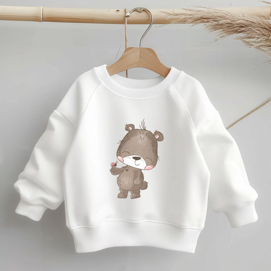 Bügelbild mit süßem Bären und Marienkäfer – perfekt für Baby- und Kinderkleidung.