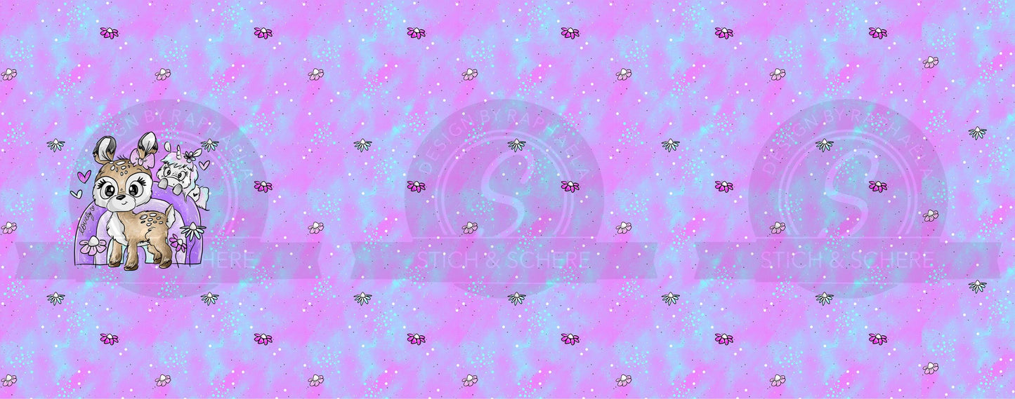 French Terry mit süßem Einhorn & Rehkitz als Stoffpanel.