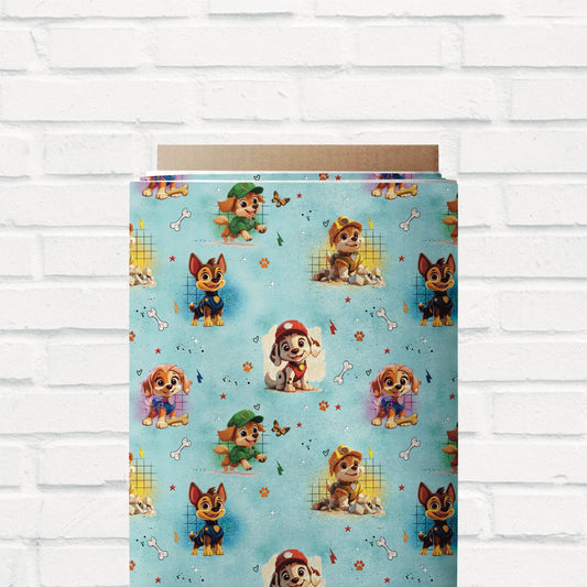 Detailreicher Stoff mit Hundemotiven für Baby- & Kinderkleidung – ideal für Hoodies, Shirts & Leggings.