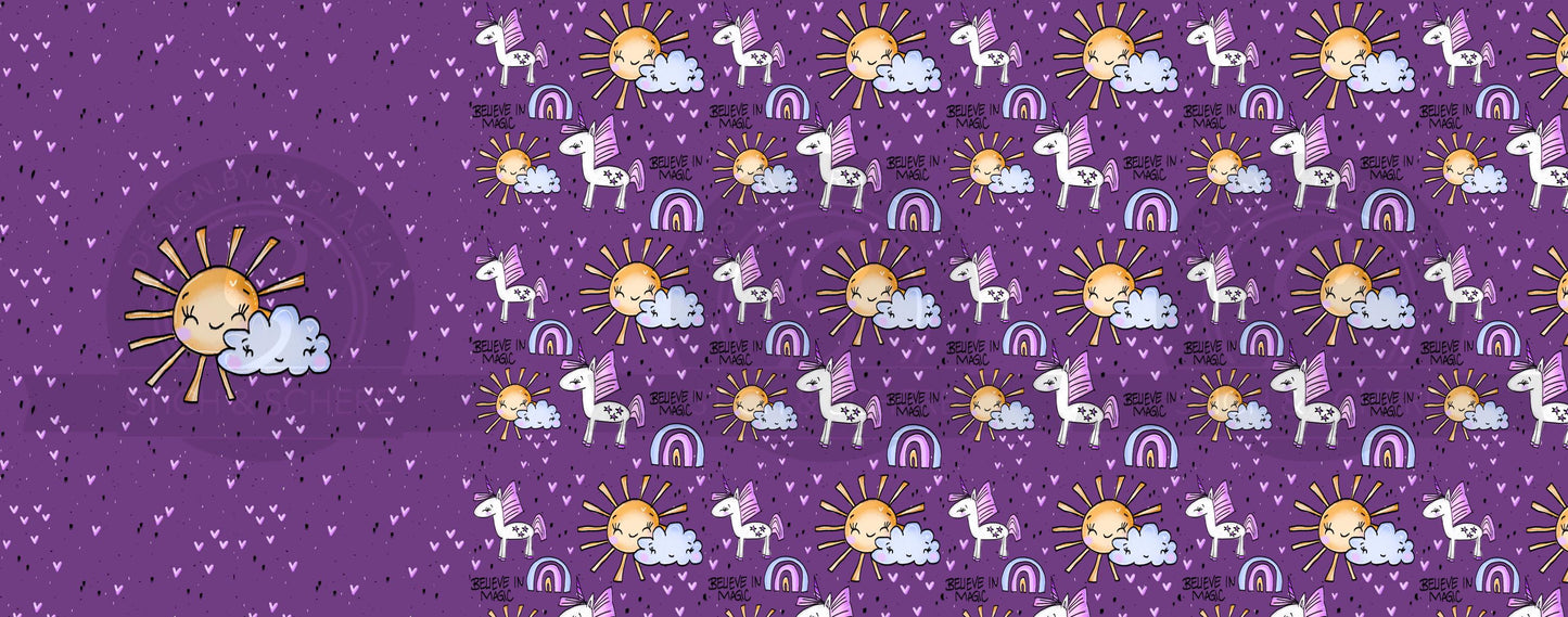 DIY-Nähprojekte mit Sonnen- und Einhorn-Stoffpanel für Kinder.
