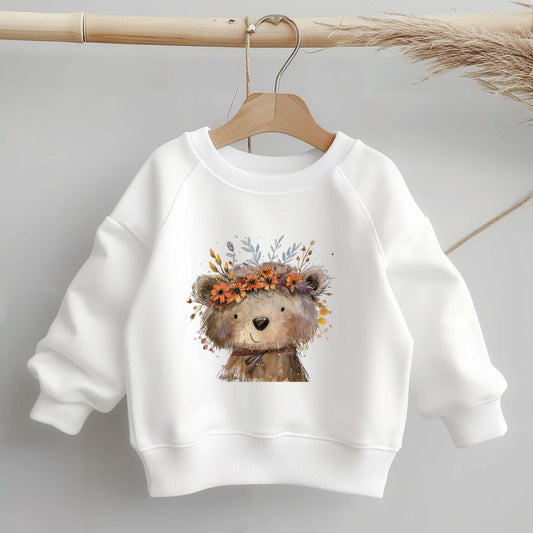 Boho Bär Motiv als hochwertiges Transferbild für Kinderstoffe.