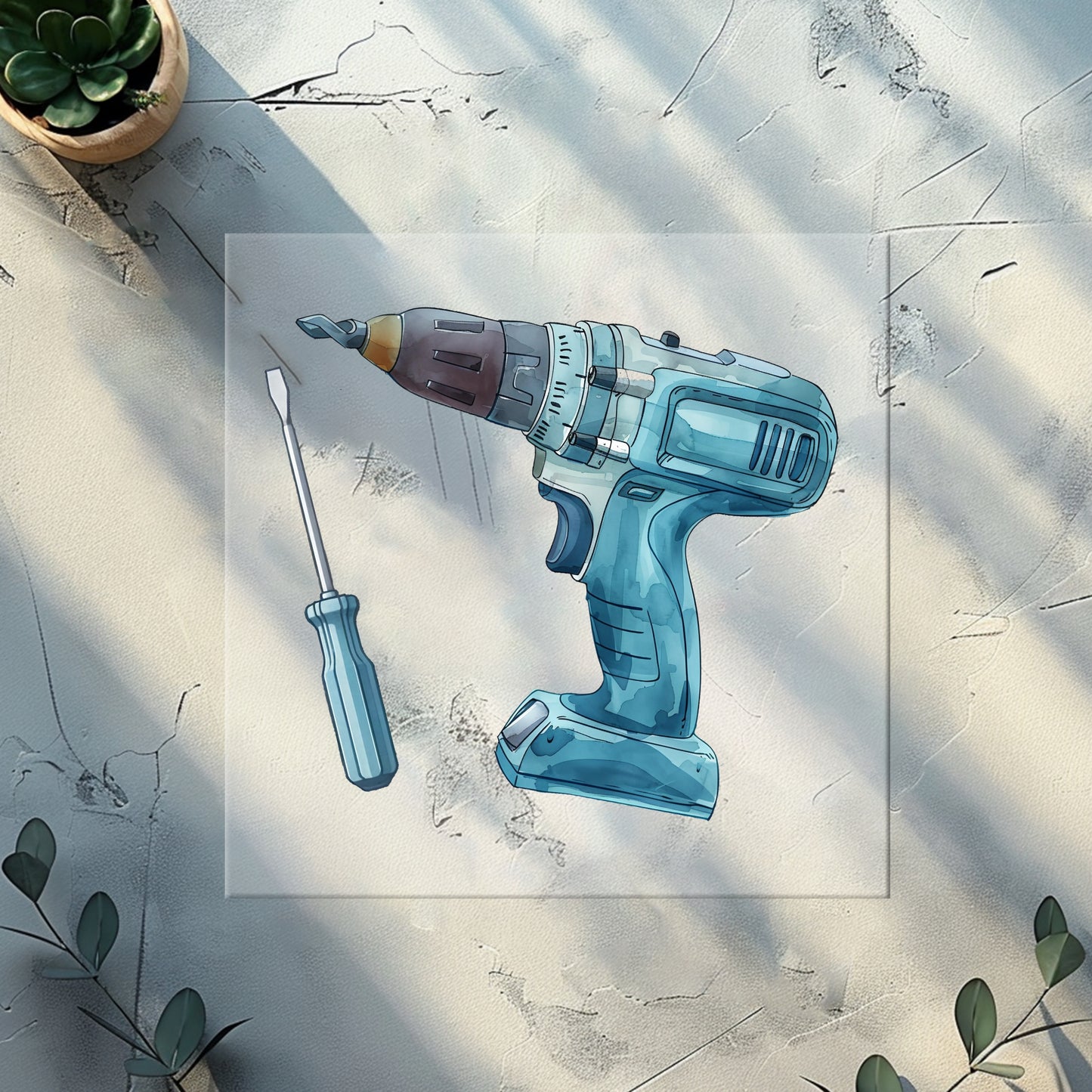 Aufbügler mit Werkzeugen – perfektes DIY-Bügelmotiv für Hobbybastler.