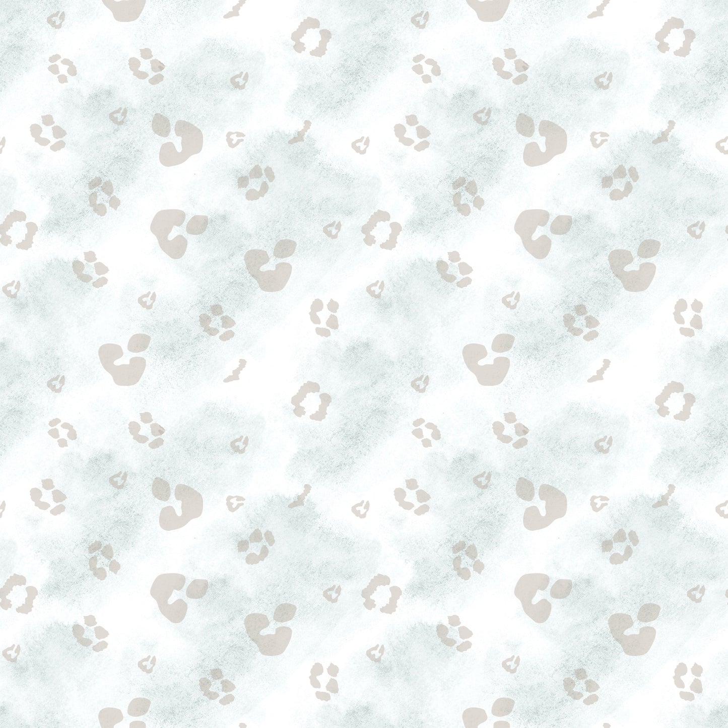 Kombi-Stoff "Kleiner Leopard" mit sanften Aquarellverläufen und Pfoten-Print.