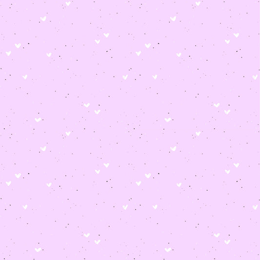 Rosa Kombistoff „Kleines Nilpferd“ mit Herzen und Sprenkeln – ideal für Baby- & Kinderkleidung.