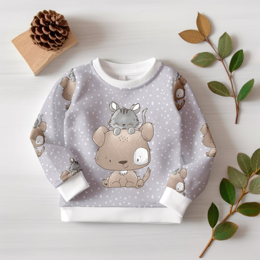 Kinderstoff „Little Memories“ mit Musterkombi – ideal für DIY-Kleidung aus Jersey oder French Terry.