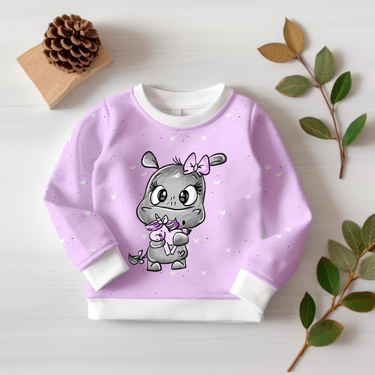 French Terry oder Jersey Meterware mit niedlichem Nilpferd & Kombistoff für tolle DIY-Projekte.