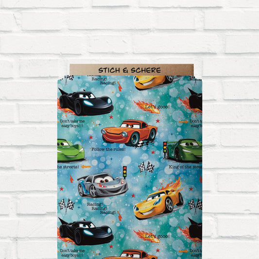 Rasanter Auto-Stoff für Baby- & Kinderkleidung aus Jersey & French Terry.