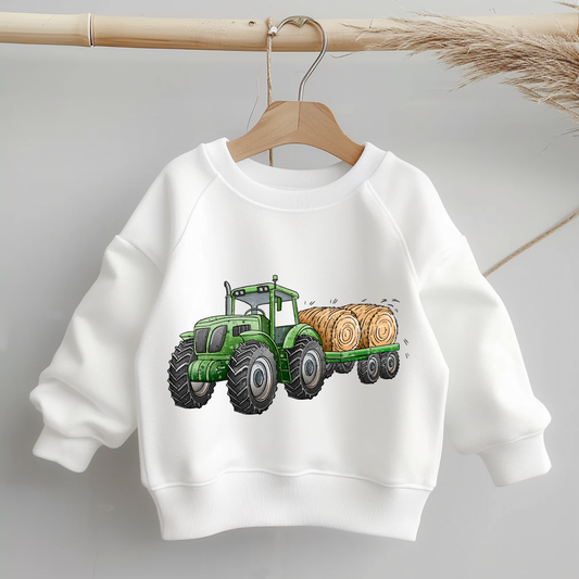 Glitzer-/ Bügelbild "Trecker mit Anhänger" grün