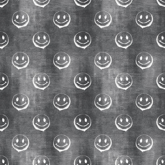 Stoff Meterware "Smiley" Denim anthrazit grau - Jersey & French Terry