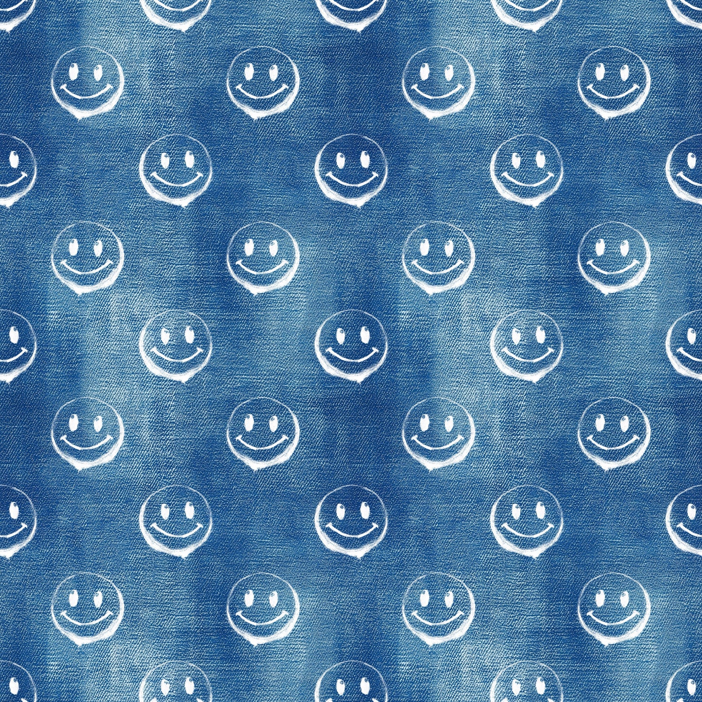 Stoff Meterware "Smiley" Denim blau - Jersey & French Terry