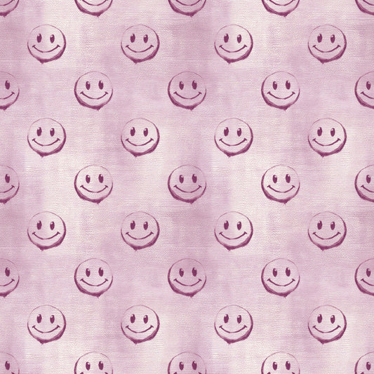 Stoff Meterware "Smiley" Denim rosa- Jersey & French Terry