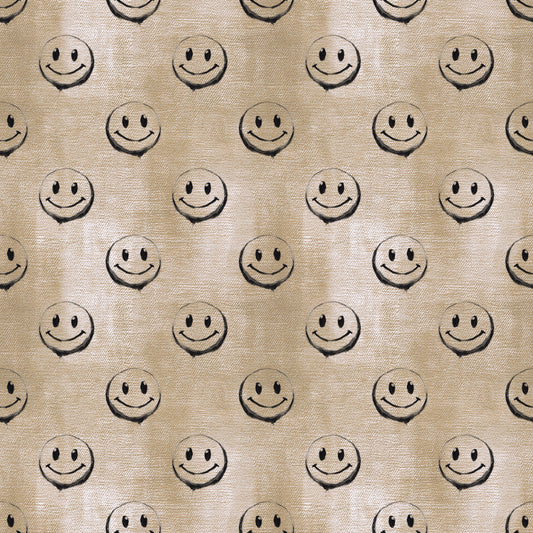 Stoff Meterware "Smiley" Denim beige - Jersey & French Terry