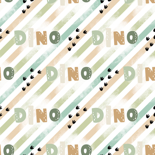 Nahtloses Streifenmuster „Dino Kombistoff“ auf Ripp-Jersey – Grün/Beige/Weiß für Kinderkleidung und Accessoires