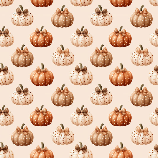 Eleganter Stoff „Gepunktete Kürbisse“ – herbstliches Motiv mit gepunkteten Kürbissen für kreative Nähideen.