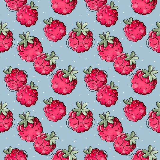 „Kleine Himbeere“ – das verspielte Stoffdesign mit süßen Beeren und feinen Details. Im Katzengold-Design gestaltet, bringt es fruchtigen Charme in deine Kleidung.