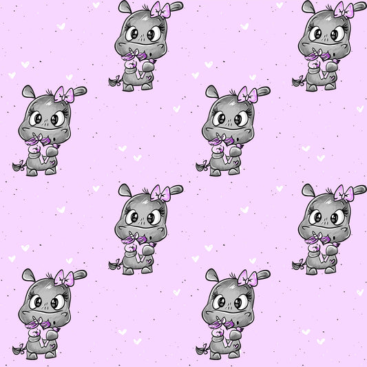 Stoff Meterware "kleines Nilpferd" - niedlicher Jersey & French Terry