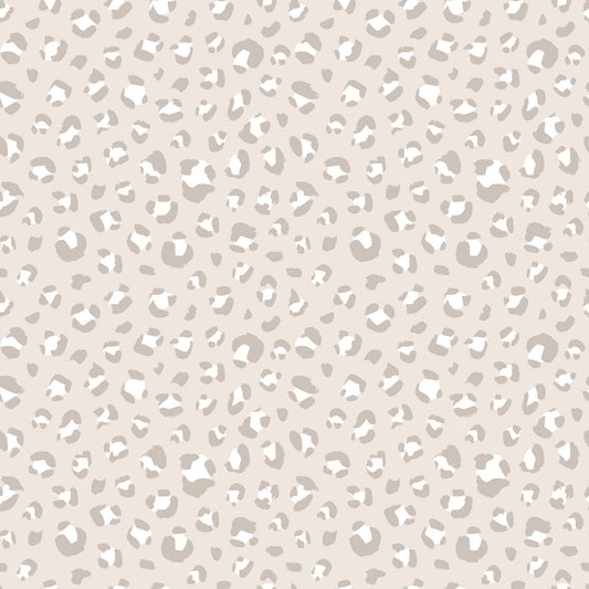 Nahtloses Leo-Muster „Leo Girl Kombi“ in Beige/Greige – Kombistoff für Kinderkleidung (Jersey/French Terry)