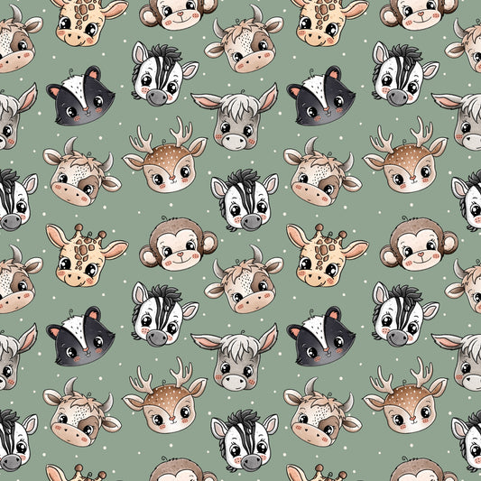 Kinderstoff „Tierisch Wild“ – süßes Tierdesign für Pumphosen, Sweater, Mützen & Loops. Perfekt für kleine Natur- und Tierfreunde.