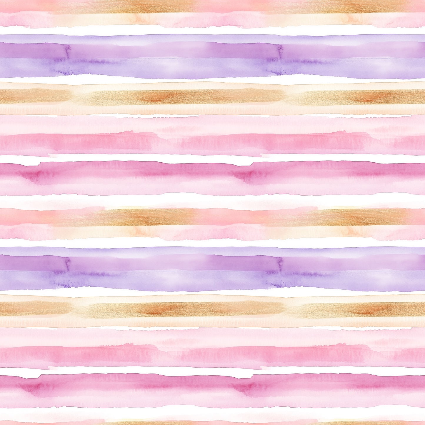 Nahtloses Aquarell Streifen Design in Rosé, Flieder und warmen Goldtönen als Kombistoff zu Unicorn Day