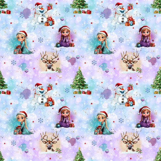 Zauberhafter Stoff „Winterschwestern“ – winterliche Figuren und Weihnachtsmotive für kreative Nähideen.