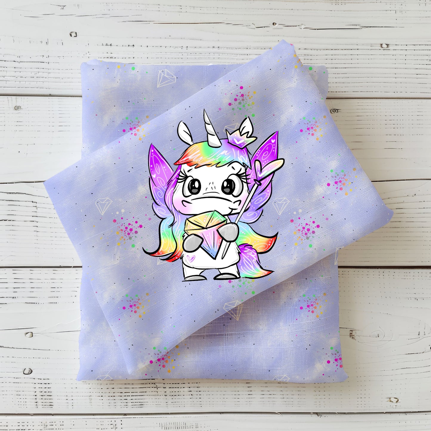 Einhorn-Stoffpanel mit Kombistoff für selbstgenähte Baby- & Kinderkleidung.