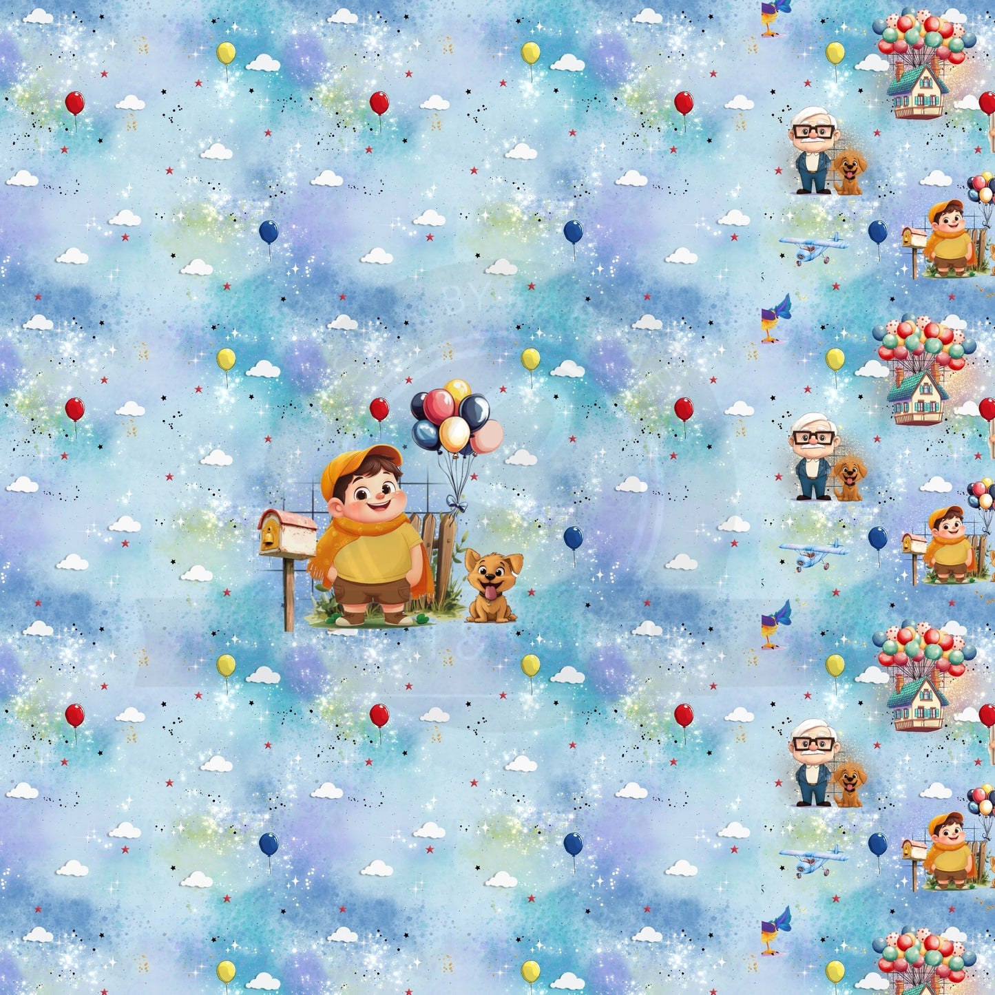 Kinderfreundlicher Stoff mit Ballonmotiv und Sternenhimmel auf Jersey oder French Terry.