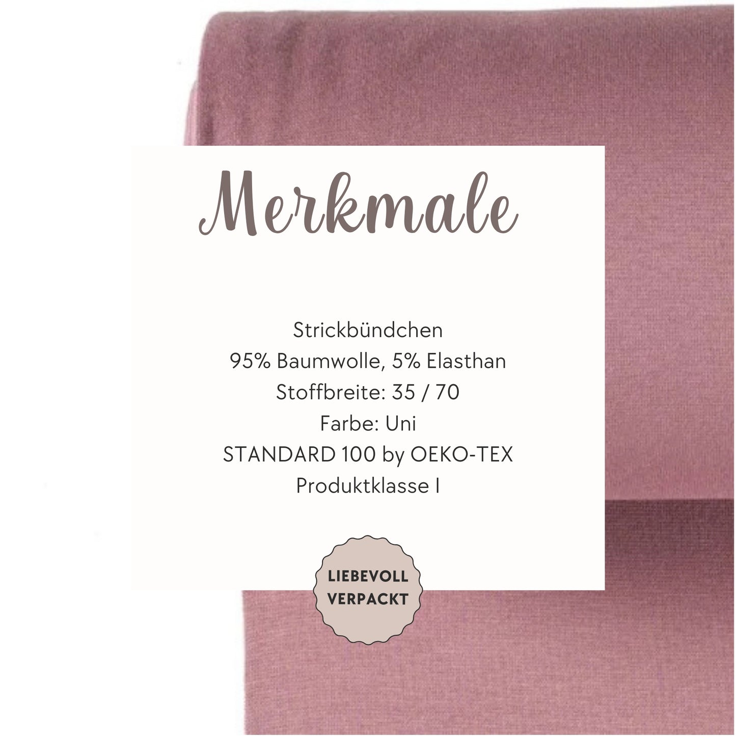 Elastisches Strickbündchen in Altrosa – ideal für bequeme, langlebige Kleidung.