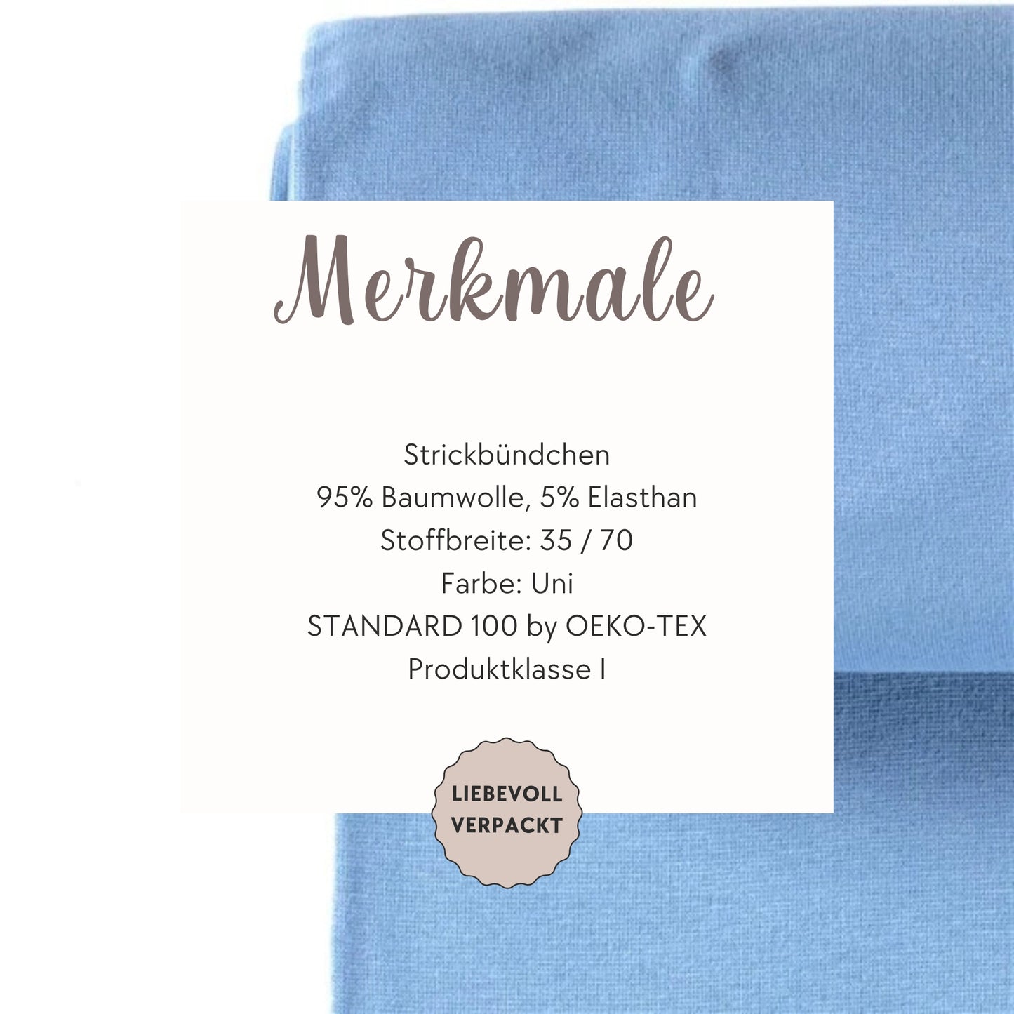 Elastisches Strickbündchen in Eisblau – ideal für bequeme, langlebige Kleidung.