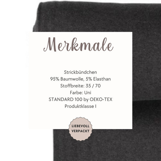 Elastisches Strickbündchen Feinripp für bequeme, langlebige Kleidung.