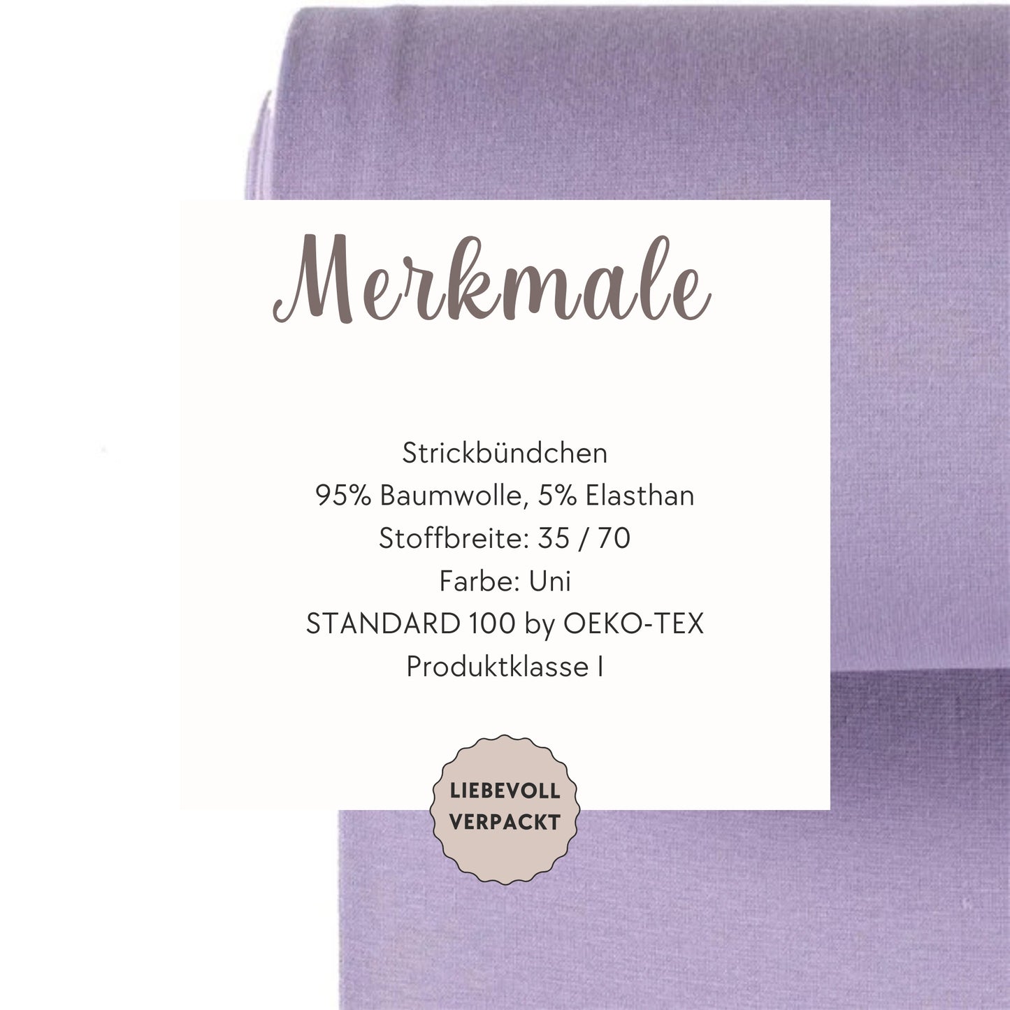 Elastisches Strickbündchen in Flieder – ideal für bequeme, langlebige Kleidung.