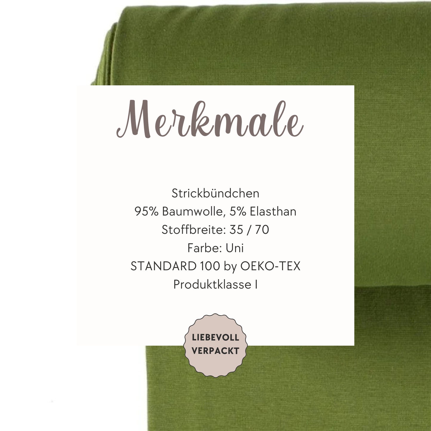 Elastisches Strickbündchen in Herbstgrün – ideal für bequeme, langlebige Kleidung.