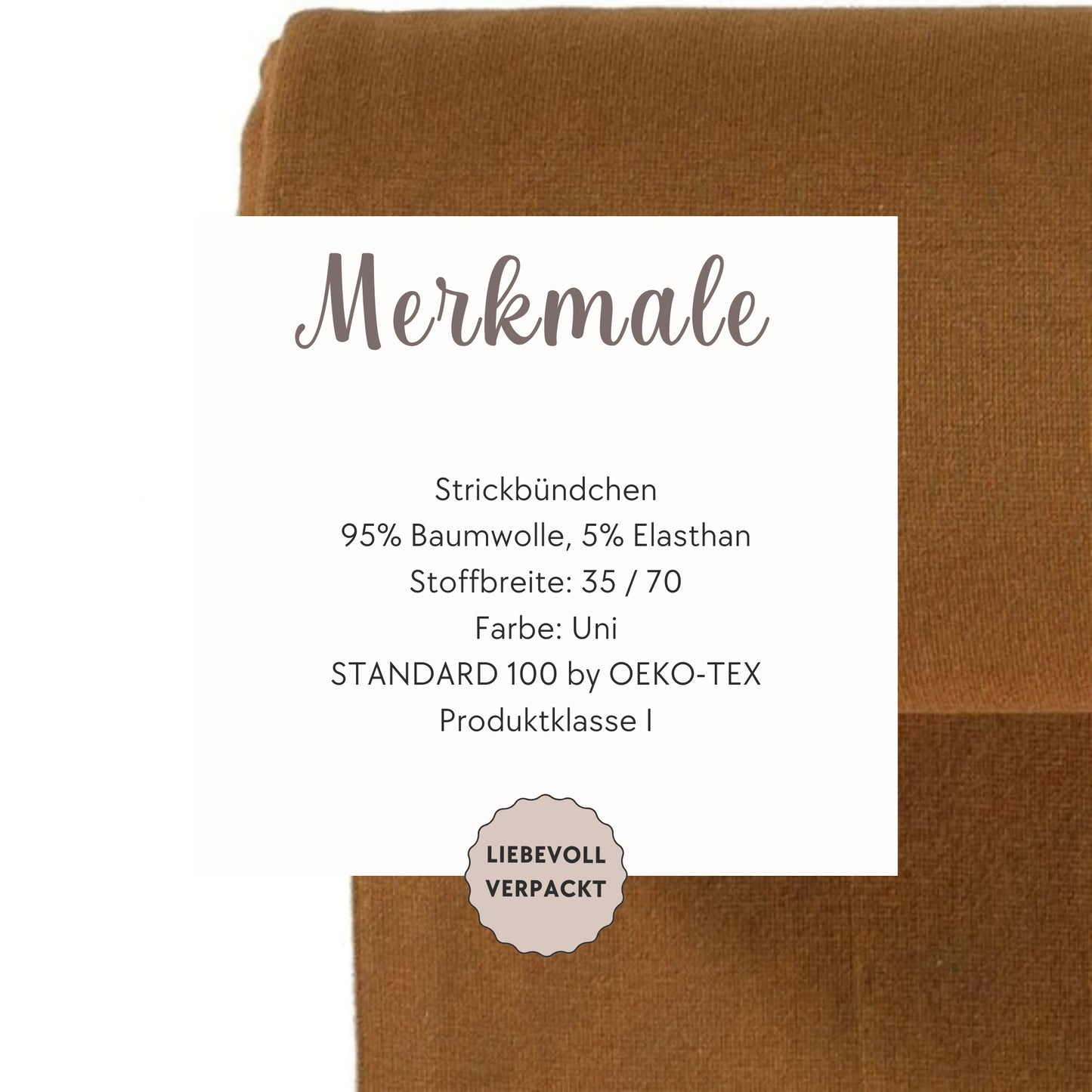 Elastisches Strickbündchen in Karamell – ideal für bequeme, langlebige Kleidung.
