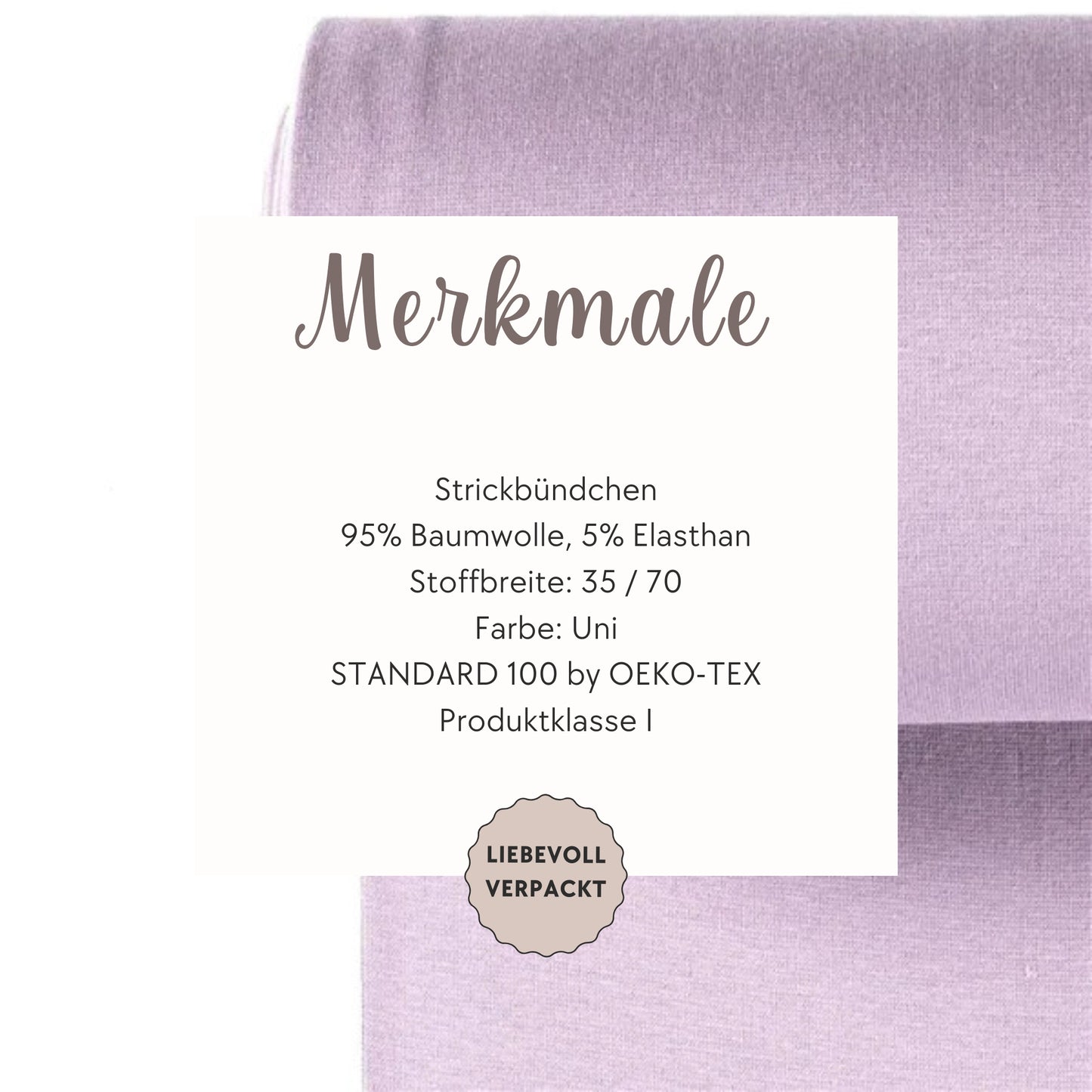 Elastisches Strickbündchen in Lavendel – ideal für bequeme, langlebige Kleidung.