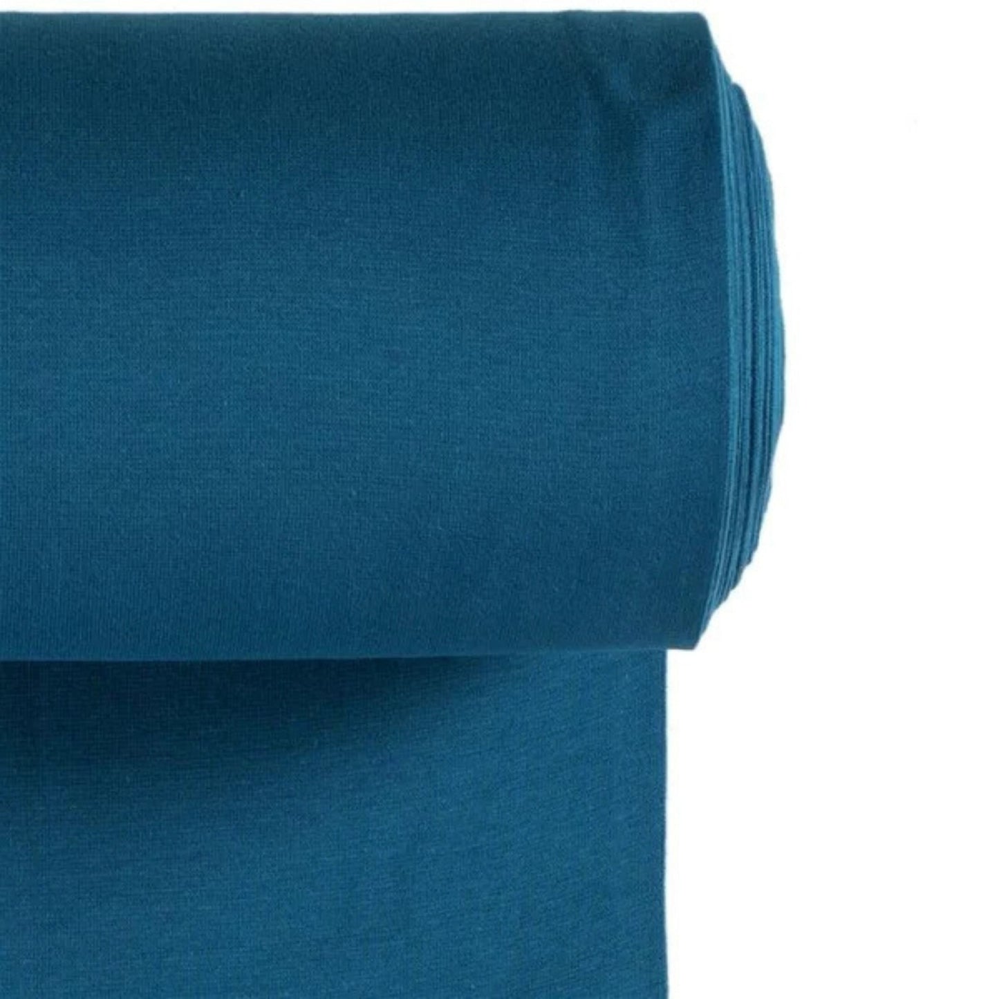 Strickbündchen Stoff in Pfauenblau für vielseitige Nähprojekte.