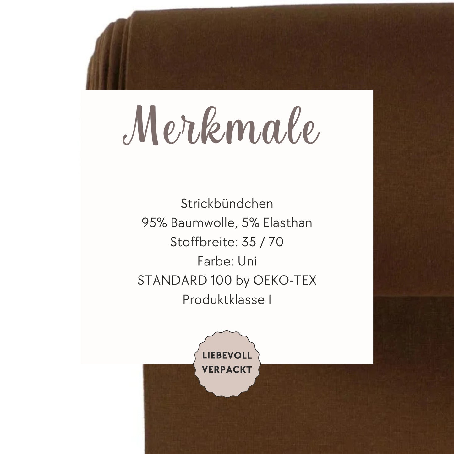 Elastisches Strickbündchen in Schokobraun – ideal für bequeme, langlebige Kleidung.