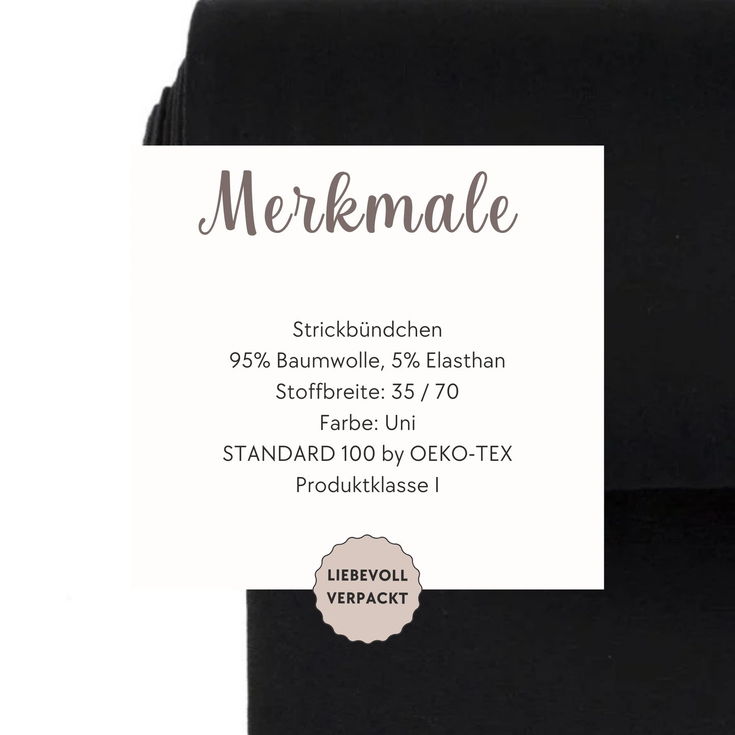 Elastisches Strickbündchen in Schwarz – ideal für bequeme, langlebige Kleidung.