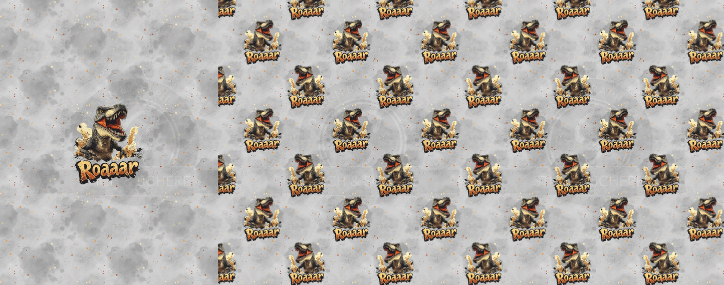 Bedrucktes Stoffpanel mit Dinosaurier-Motiv und Musterstoff für einzigartige Outfits.