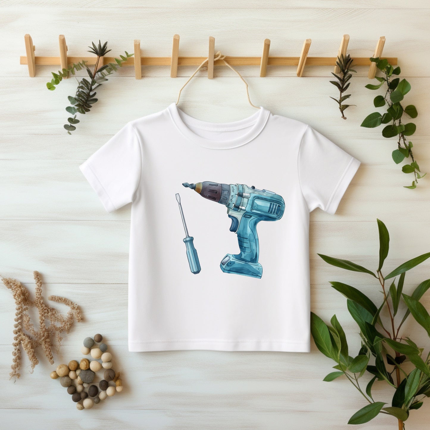 Handwerker-Motiv zum Aufbügeln – Werkzeug-Bügelbild für kleine Baumeister.