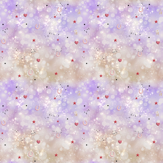 Zauberhafte Reiterinnen Kombistoff mit funkelnden Details & Hufeisen.