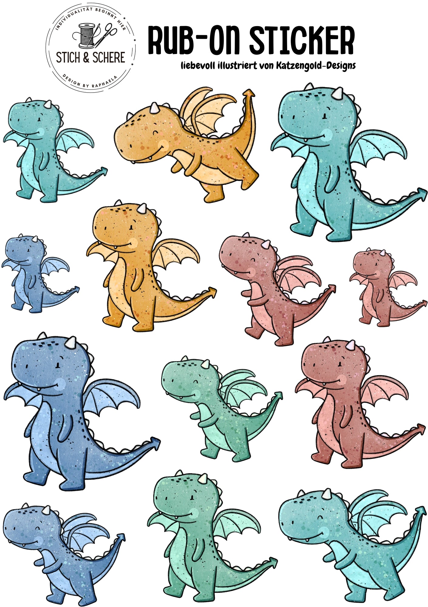Rub-On Sticker | Dragon – liebevoll illustriert von Katzengold-Designs