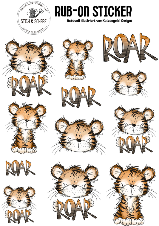 Rub-On Sticker | Tigerfreund – liebevoll illustriert von Katzengold-Designs