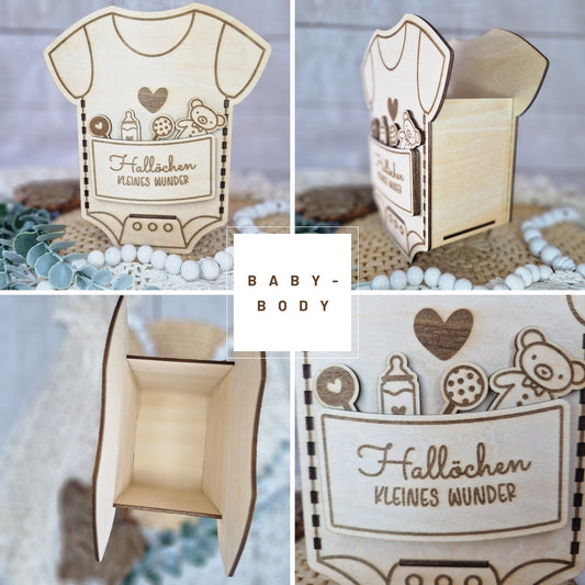Baby-Body aus Holz – Geschenk zur Geburt