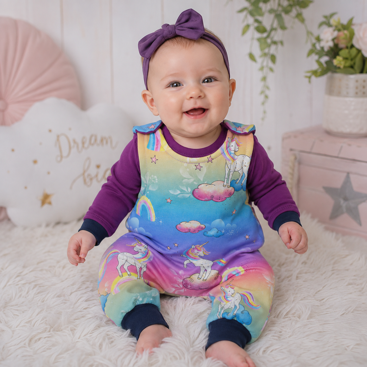 Einhorn Baby Set Gr. 50/56 – handgemachtes Unikat aus French Terry 🦄💜